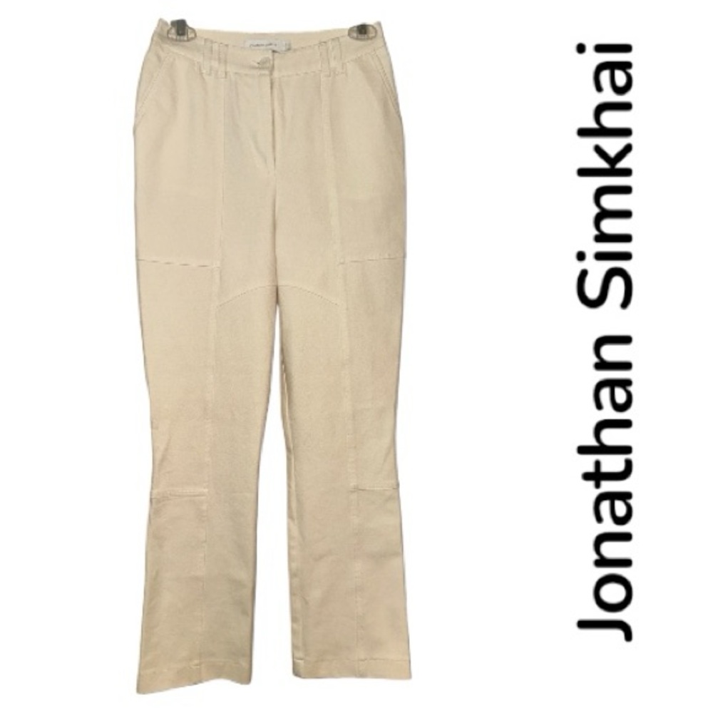 Jonathan Simkhai Cropped Flare Ivory Pants Size 2